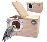 PINVNBY Parrocchetto Nido Box Bird House Budgie Legno Allevamento Box per Piccioncini, Parrotlets Mating Box (L: 24,9 x 13,5 x 13,5 cm)