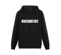 PINWEI Dsquared 2 Men Black Cotton Hoodies Print Unisex Sweatshirts L
