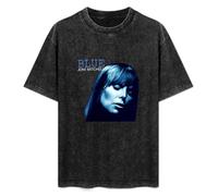PINWEI Joni Mitchell Blue Canadian Singer Songwriter Men Black Cotton T-Shirt Print Unisex Tee L