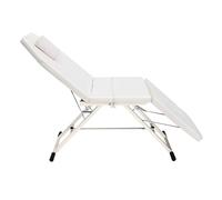 PINYELIN Lettino massaggiante pieghevole pieghevole per massaggi, lettino da massaggio, lettino da salone, 3 zone, pieghevole, in PVC, per massaggi, in alluminio, regolabile, colore: bianco