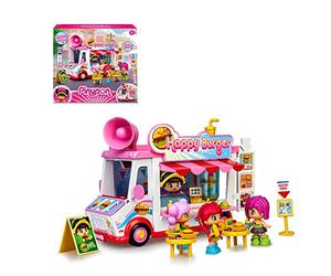 Pinypon - Happy Burger, playset ristorante e veicolo, include 1 bambola, accessori, per bambine e bambini dai 4 anni, Famosa (700017210), Multicolore