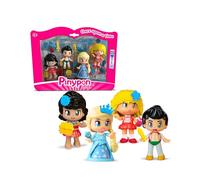 PINYPON SET OF 4 TALE FIG, 4 Personaggi Pinypon favole con gonna girevole con disegni a tema, con 15 accessori a tema, per bambine/i dai 4 anni, Famosa (PNY87000)