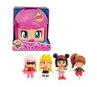 Pinypon - Super Star, 4 personaggi esclusivi, contenitore con scomparti per riporre gli accessori, personaggi con acconciature e abiti alla moda, per bambine/i + 4 anni, Famosa (PNY72000)