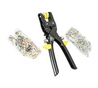 Pinza 2 in 1 per bottoni automatici e per occhielli, set di installazione, inclusi occhielli colorati con diametro fori 5 mm e 25 set bottoni automatici