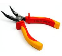 Pinza a becchi lunghi, curva, 6" INGDAUM®, isolate contro 1000 V per elettricisti professionisti, ingegneri della refrigerazione e ingegneri meccatronici (Pinza a becchi lunghi, curva, 6")