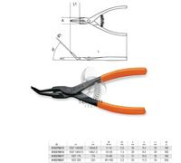 PINZE A BECCHI PIEGATI A 45° PER ANELLI ELASTICI DI SICUREZZA L MM 140x0,9 ART.