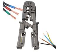 Pinza a Crimpare per Cavi di Rete | Funzione 3-in-1 per Crimpare, Tagliare e Spellare | Utensile a Cricchetto per Connessioni Perfette RJ45, RJ12 e RJ11 su Cavi Cat5, Cat6 e Cat7 (Manico Ergonomico)