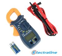 Electraline 59008 Multimetro digitale elettrico con pinza amperometrica portatile, 2000 conteggi conta tensione, Misura corrente, tensione, resistenza