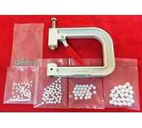 Pinza Applicatrice Perle Giorgetti Strass - Torchietto Manuale per Decorazioni Tessuti, Pelle, Scarpe, Borse + Kit 150 Perle 4 Misure