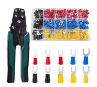 Pinza Crimpatrice Capicorda,225 Pezzi Connettori a Crimpare Elettrici,Terminale Elettrico Isolato da 0,5-6 Mm²,4 Colori, 15 Modelli,Fornire Pinze a Crimpare Multifunzionali