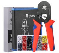 Pinza crimpatrice capicorda regolabile automaticamente, include 1200 capicorda elettrici a crimpare per cavi 0.25-10mm². Set completo con crimpatrice puntalini e accessori.