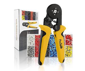 Pinza Crimpatrice Capicorda,terminale Isolato 0.25-10 mm² con 1200 pezzi Connettore del Cavo (Pinza + 1200 Puntalini)