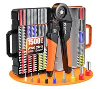 Pinza Crimpatrice con 1500pezzi，Capicorda da 0,08-16mm² ， Regolabili，Pinza Capicorda， Crimpatrice Puntalini，Terminali Elettrici A Crimpare， Kit Elettricista Per Uso Industriale E Fai-Da-Te