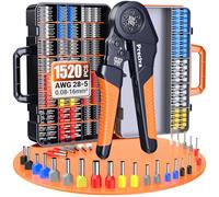 Pinza Crimpatrice con1520pezzi,Capicorda Da 0,08-16mm² ，Pinza Capicorda Regolabili，Puntalini Elettrici,Crimpatrice Puntalini，Per Uso Industriale E Fai-Da-Te,Terminali Elettrici A Crimpare