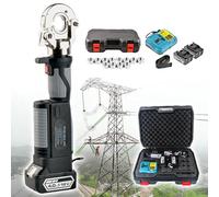 Pinza crimpatrice elettrica idraulica per cavi con display digitale, funzionamento a batteria, strumento ricaricabile, include 12 paia di matrici (10-300 mm²) con 2 batterie