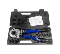 Pinza crimpatrice idraulica 10T 98KN per tubi di rame 1/2" 3/4" 1" con 3 matrici testa girevole a 360° robusta costruzione in acciaio pressa per tubi portatile inclusa cassetta degli attrezzi