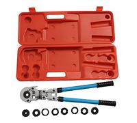 Pinza crimpatrice idraulica PEX Ø12-28 mm per tubi in rame con 9 stampi, retrattile, 55-74 cm