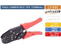 PINZA CRIMPATRICE PER CAPICORDA ISOLATI E NON DA 0.5 A 6mm² CAVI DA 20-10 AWG