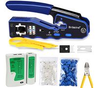 Pinza crimpatrice RJ45 di Brileine con 50 connettori Cat6, 50 coperture, tester per cavi, taglierina per cavi