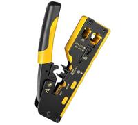 Pinza crimpatrice RJ45 passante, crimpatrice for cavi Ethernet di livello professionale for spine modulari Cat7 Cat6A Cat6 Cat5E Cat5(Yellow)