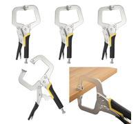 Pinza d’acciaio argentato ad alto tenore di carbon 4 Pack C Clamp Locking Pliers Multiple Sizes Multicolor(Yellow Black Handle,9 Inch silvery)