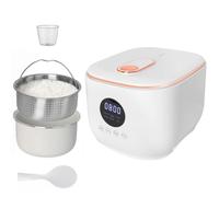 Pinza di Riso a Basso Zucchero, Pentola di Riso 3L con Piroscafo e 5 Funzioni di Cottura del Riso, Conservazione del Calore di 8 Ore, Padella Antiaderente Vetrata in Ceramica per Riso Bianco/Intero