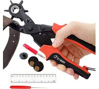 Pinza Fustellatric per Buchi Cintura, Progetti DIY Casa o Artigianali. Punzoni per Cuoio, Super Robusta Testina Rotante, Punzonatrice Fori Varie Misure