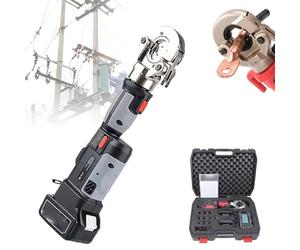 Pinza idraulica elettrica, pinza idraulica alimentata a batteria con batteria da 2,5Ah 18 V, testa rotante a 360°, motore in rame puro, for crimpatura di terminali in rame e alluminio(Gray)