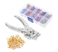 Pinza Occhiellatrice Manuale in Ferro Oro con Kit Occhielli Metallici
