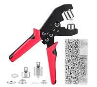 Pinza per Bottoni Automatici a Pressione con Meccanismo a Cricchetto, Kit Occhielli 6mm e 10mm per Teloni e Coperture Barche, Pinza Occhiellatrice Professionale con 500 Pezzi e Testine Rimovibili