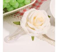 Pinza per capelli realistica con rosa floreale, fatta a mano, per donne, con becco d'anatra per un design sicuro ed elegante, tra cui acconciature e stili a metà (bianco)