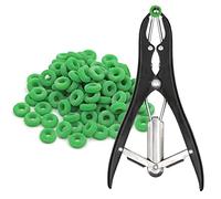 Pinza per castrazione del maiale Morsetto per elastratore per fascia di castrazione (1 pinza per castrazione del maiale con e 200 anelli per anelli di gomma) - Kit di pinze in metallo
