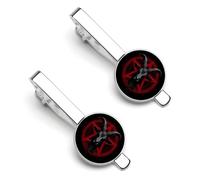 Pinza per cravatta divertente con pentagramma satanico di capra e demone Bafometto, ideale per uomo, con fermacravatta in metallo per lavoro, matrimoni e feste.