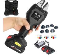 Pinza per Crimper a Cavo Elettrico, Strumento di Crimper Terminale a Batteria a Batteria da 16KN con 7 Stampi, Connettori Pre-isolati, Tubolari, Non Isolati 2 Batteries