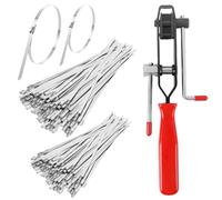 Pinza per Fascette Auto, Morsetto per Stivale CV Portatile Portatile Attrezzo per Fascette Automobilistiche Fascette Inox Pinza 200 pezzi Fascette in Acciaio Inox Pistola per Fascette Metalliche (1)