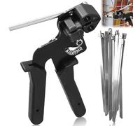 Pinza per fascette stringicavi, pistola per fascette con 100 fascette in acciaio inox, 200 mm x 4,6 mm, pinza per fascette stringicavi, pistola per bloccare e tagliare fascette in metallo