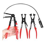 3 pinze per fascette stringitubo con collo dritto, pinze per fascette stringitubo, pinza per manicotti auto, pinza per manicotti assali, pinza per fascette a molla, pinza per fascette per riparazione