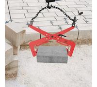 Pinza per il sollevamento di bordi, pinza per marciapiede, pinza per pietra, capacità 1000 kg, apertura del rivestimento: 33 - 70 cm, rosso