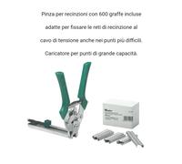 PINZA PER RECINZIONI CON 600 GRAFFETTE PER FISSSARE LA RETE AL CAVO DI TENSIONE
