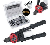 Pinza per rivetti ciechi professionale a braccio lungo con set di 120 rivetti