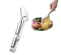 Pinza per spaghetti, pinza per spaghetti, 28 cm, in acciaio inox, per servire pasta, argilla, argento