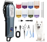 Pinza per toelettatura professionale per cani per cappotto spesso a basso rumore, display a LED ricaricabile ad alta potenza, rasoio senza fili per cani e gatti piccoli e grandi