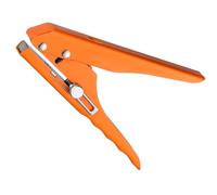 Pinza perforatrice arancione per carta, pelle e PVC, capacità 12 mm, scala regolabile, struttura compatta in metallo-plastica da 150 mm,