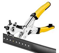 Pinza perforatrice ergonomica per pelle, con 6 misure | Perforatrice rotante manuale per cinturini di orologio, in pelle, tessuto, collari per cani, cinghie