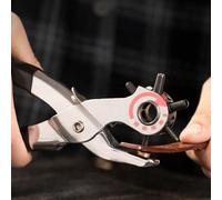 Pinza perforatrice rotonda, facile da usare, punzonatrice per cinture/borse/pelle domestica, struttura a doppia leva, testa di perforazione in CrV di grado professionale, 6 dimensioni di foro regolabi