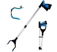 Pinza pieghevole da 81 cm, con manico forte e testa girevole a 360°, impugnatura ergonomica per anziani, robusta pinza per attività quotidiane, blu
