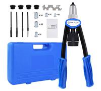 pinza professionale per rivetti a mano con mandrino M5 M6 M8 M10 M12 e rivetti da 150 pezzi, mini rivettatrice per dadi con cassetta degli attrezzi blue