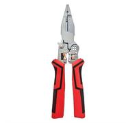 Pinza spelafili con misurazione dell'elettricità, strumento spelafili multifunzione con tagliente affilato per lavori elettrici, spaccatura di precisione e avvolgimento (rosso)