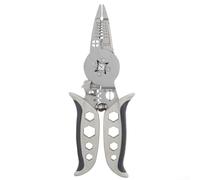 Pinza spelafili e crimpatrice con cricchetto centrale e fori di crimpatura variabili per operazioni di spelatura e crimpatura efficaci