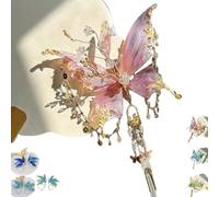 Pinzas para el cabello con alas de hada grandes, Pinza con borlas de mariposa, accesorios para el cabello con borlas preciosos y exquisitos, para fiestas, cosplay y sesiones de fotos (B-1)
